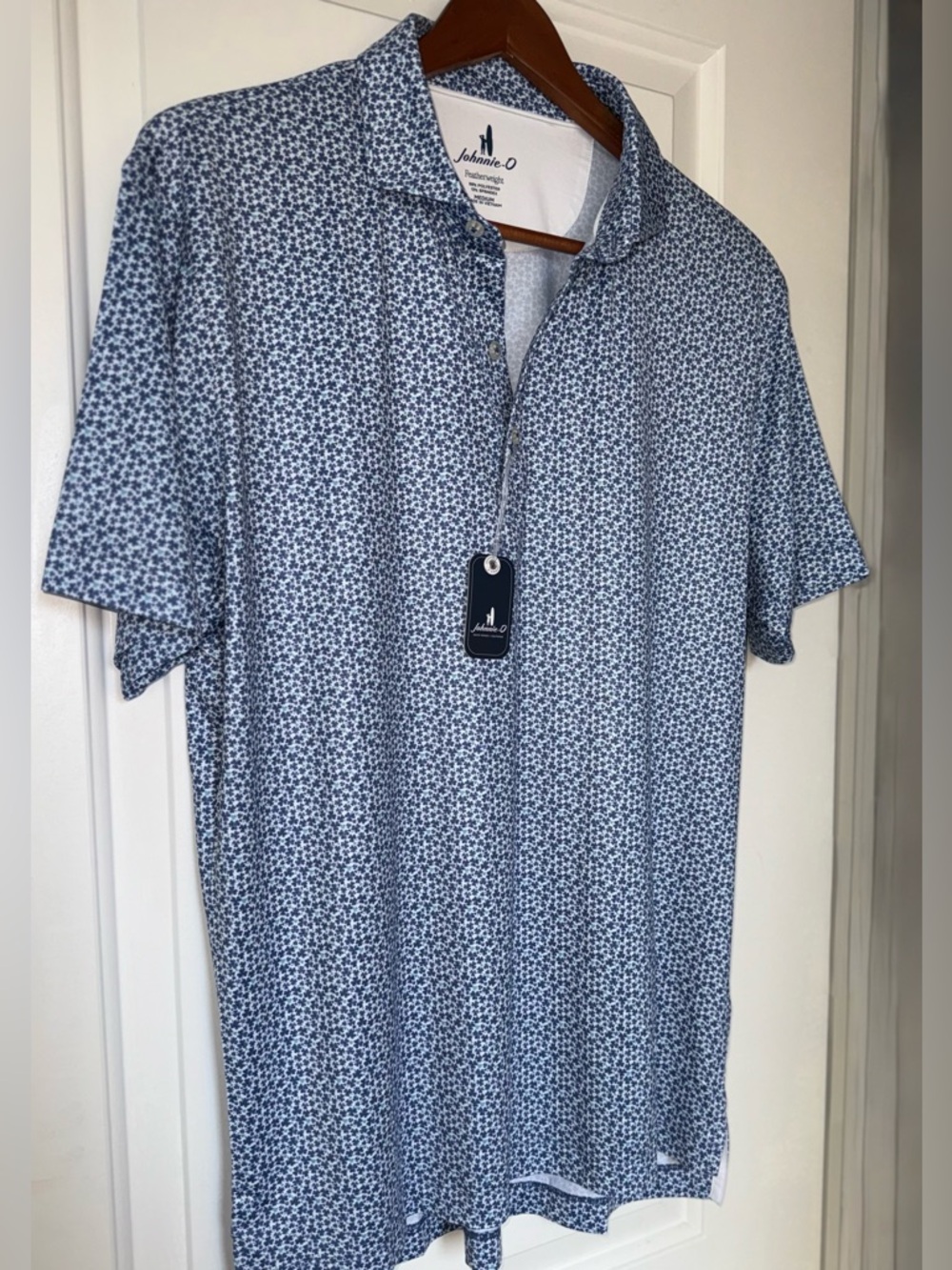 johnnie-O "Four Leaf" Featherweight Performance Polo in Lake Blue - NWT - Picture 6 of 9
